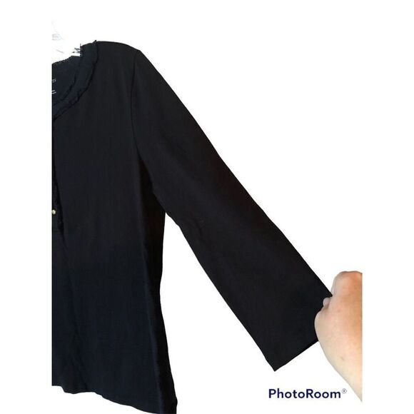 Laura Scott Black Ruffled Blouse 14 - Picture 3 of 10